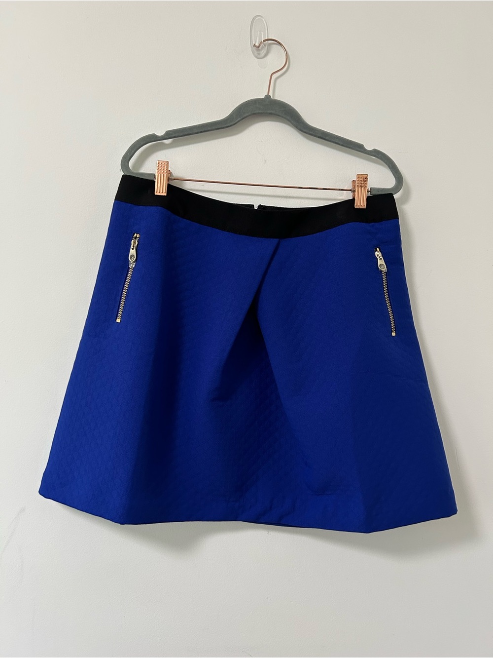 Ted Baker Tillah Royal Blue Skater Skirt with Black Waistband